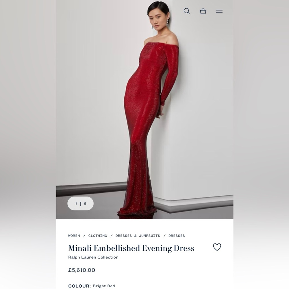RALPH LAUREN PURPLE LABEL MINALI OFF SHOULDER CRYSTAL EMBELLISHED GOWN - Picture 4 of 17